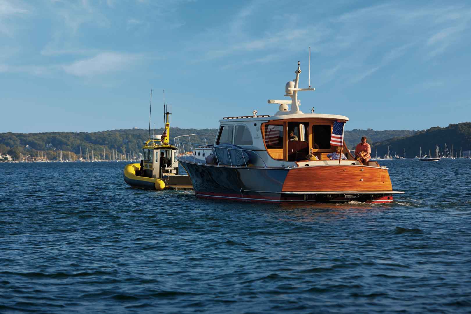 Sea Tow towing a large yacht.